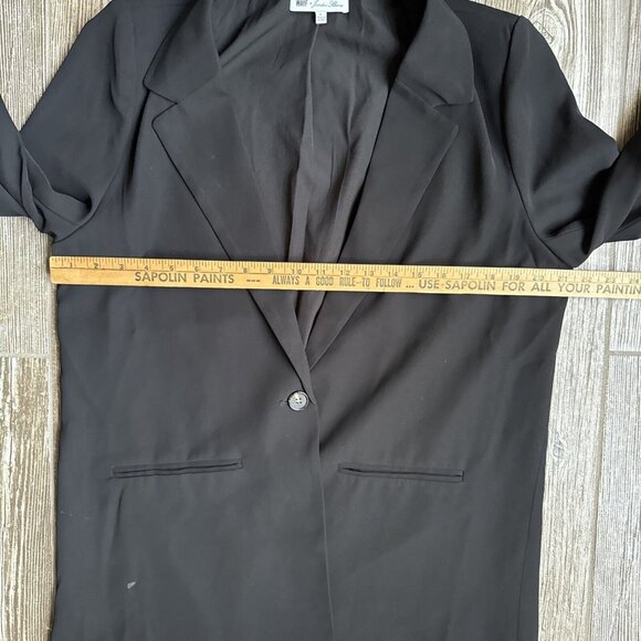 WAYF Jordan Shane Blazer Womens L Black Long Ostrich Feathers Button Oversized - Picture 6 of 9